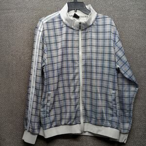 Jian Wang Men Plaid Track LS Activewear Jacket Blue